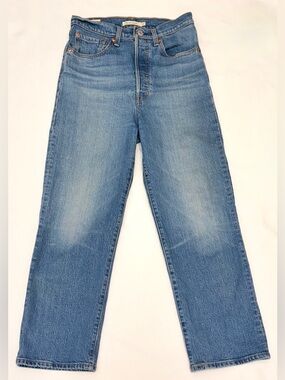 Levi’s Ribcage Straight Jeans 27 High Rise Button Fly Ankle Medium Wash